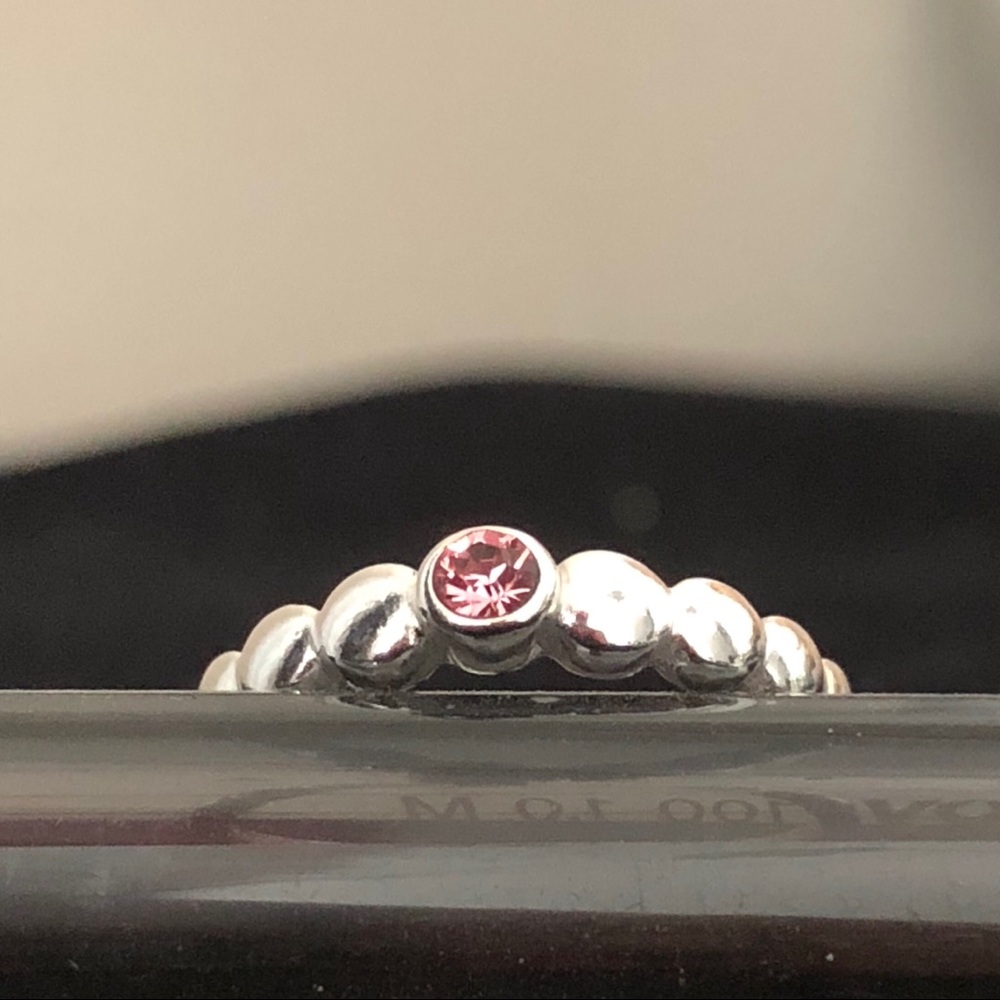 Toe Ring - 925 Sterling Silver & Crystal Bead π - Picture 3 of 5